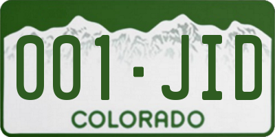 CO license plate 001JID