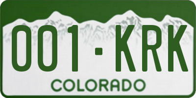 CO license plate 001KRK
