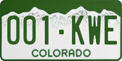 CO license plate 001KWE