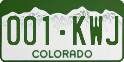 CO license plate 001KWJ