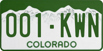CO license plate 001KWN