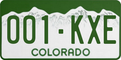 CO license plate 001KXE