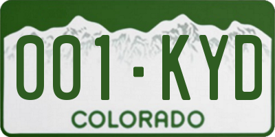 CO license plate 001KYD