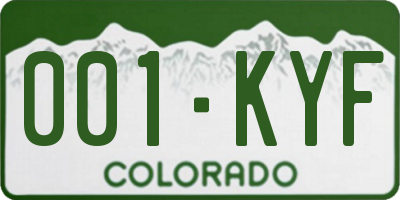 CO license plate 001KYF