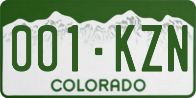 CO license plate 001KZN