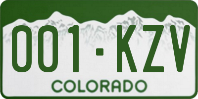 CO license plate 001KZV