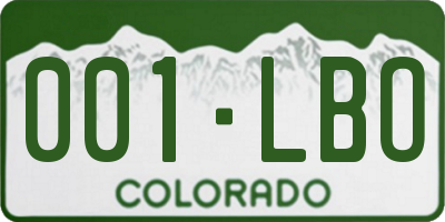 CO license plate 001LBO