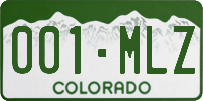 CO license plate 001MLZ