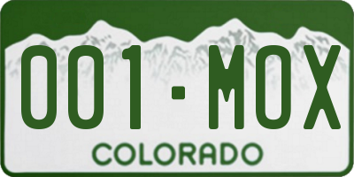 CO license plate 001MOX