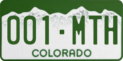 CO license plate 001MTH