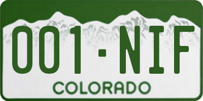 CO license plate 001NIF