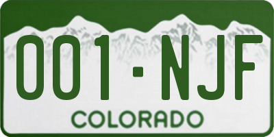 CO license plate 001NJF