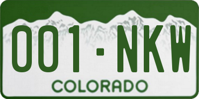 CO license plate 001NKW