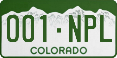 CO license plate 001NPL