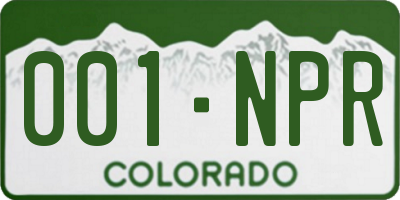 CO license plate 001NPR