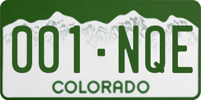 CO license plate 001NQE