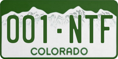 CO license plate 001NTF