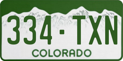 CO license plate 334TXN