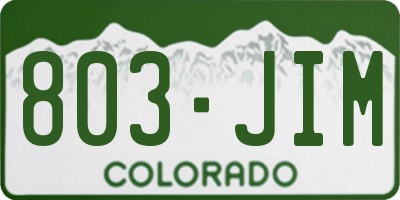 CO license plate 803JIM