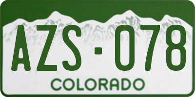 CO license plate AZS078