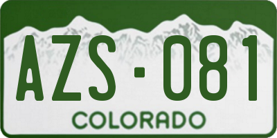 CO license plate AZS081