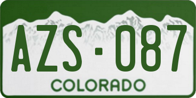 CO license plate AZS087
