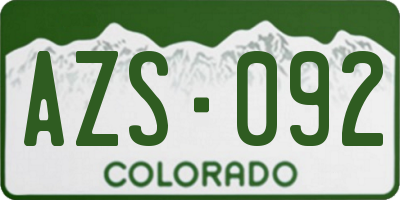CO license plate AZS092