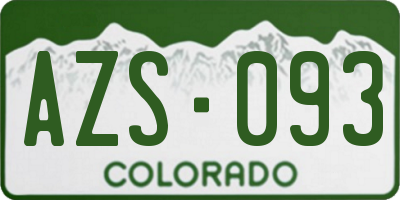 CO license plate AZS093