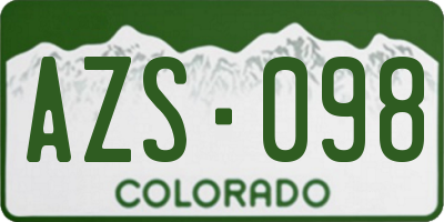 CO license plate AZS098