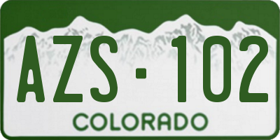 CO license plate AZS102