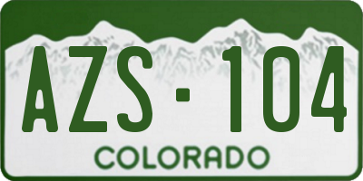 CO license plate AZS104