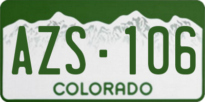 CO license plate AZS106