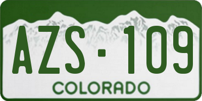 CO license plate AZS109