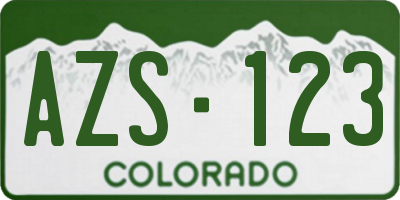 CO license plate AZS123