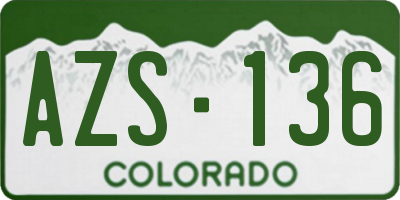 CO license plate AZS136