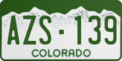 CO license plate AZS139