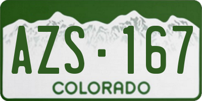 CO license plate AZS167