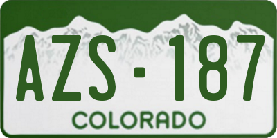 CO license plate AZS187