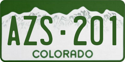 CO license plate AZS201