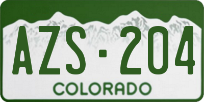 CO license plate AZS204