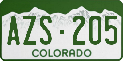 CO license plate AZS205