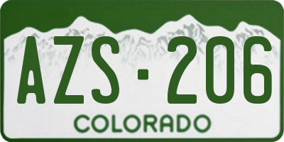 CO license plate AZS206