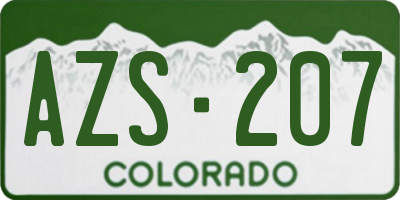 CO license plate AZS207