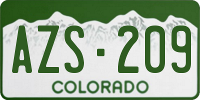 CO license plate AZS209