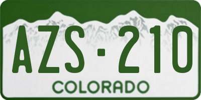 CO license plate AZS210