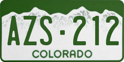 CO license plate AZS212