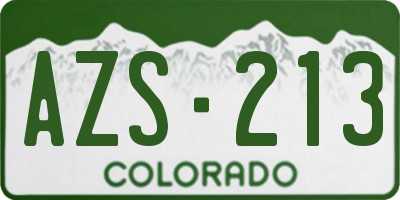 CO license plate AZS213