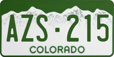 CO license plate AZS215