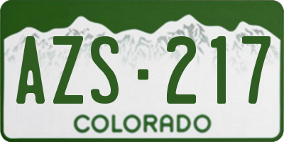 CO license plate AZS217