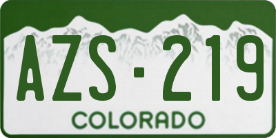 CO license plate AZS219